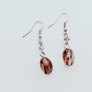 Cool-Toned Mauve Purple Glass Bead Drop Earrings – Simple & Elegant